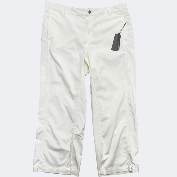 Soft Surroundings Pants Womens 18W Cream White Driftwood Wide Leg Split Hem NWT - Picture 2 of 13